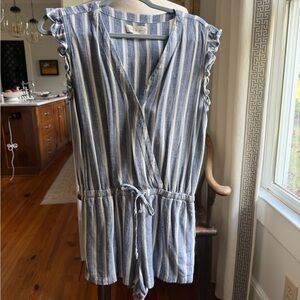 Cloth & Stone Blue and White Striped Sleeveless Romper